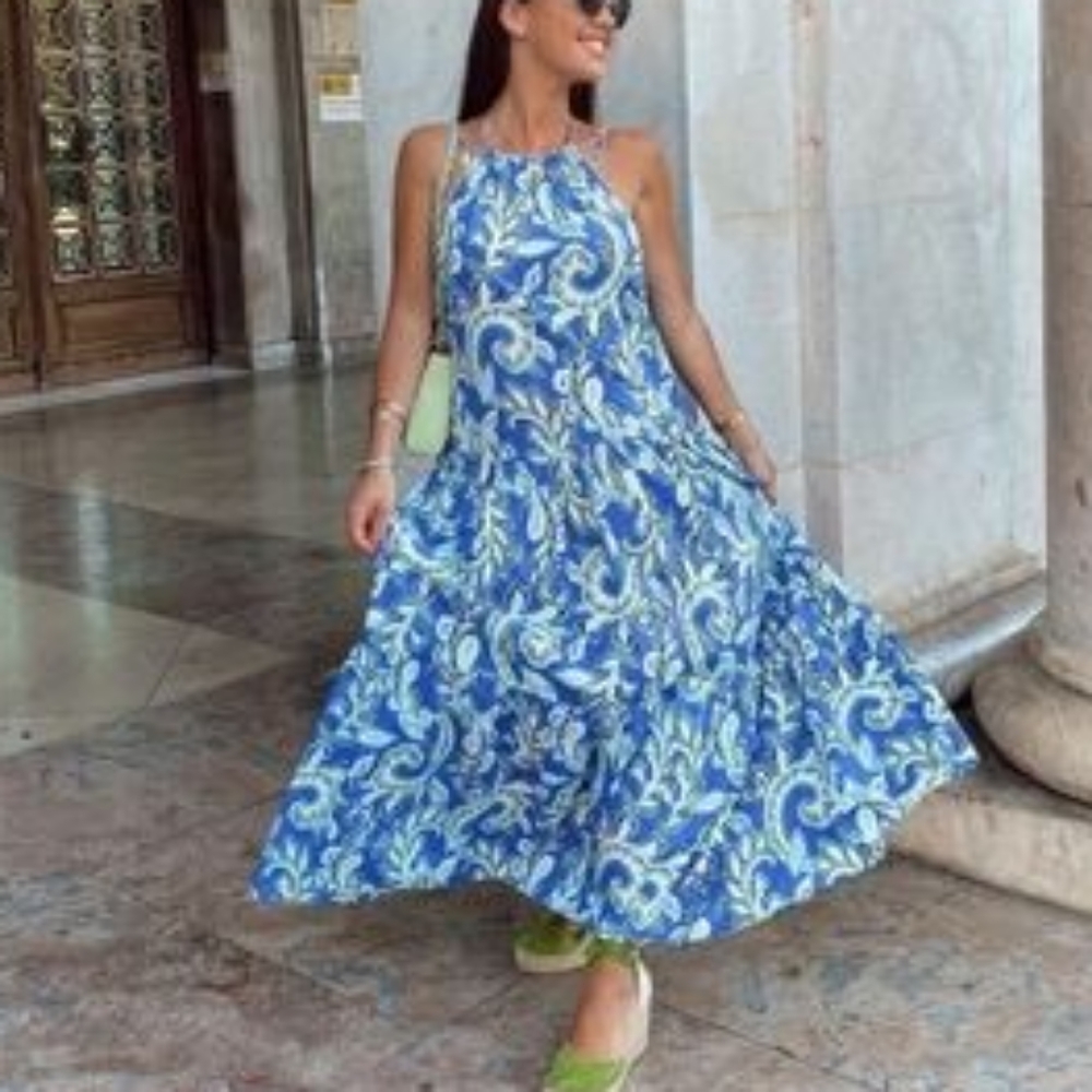 NWT Zara Floral Paisley Open Cami Tie Back Midi Maxi Dress